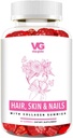 VITA GLOBE Hair, Skin & Nails + Collagen Gummies – 20 mg con vitaminas A, C, D, E, B6 &amp; Biotin ANTE Belleza &amp; Wellness Suplemento para el crecimiento saludable del cabello, piel radiante &amp; uñas fuertes – 60 Cuenta (Pack de 1)