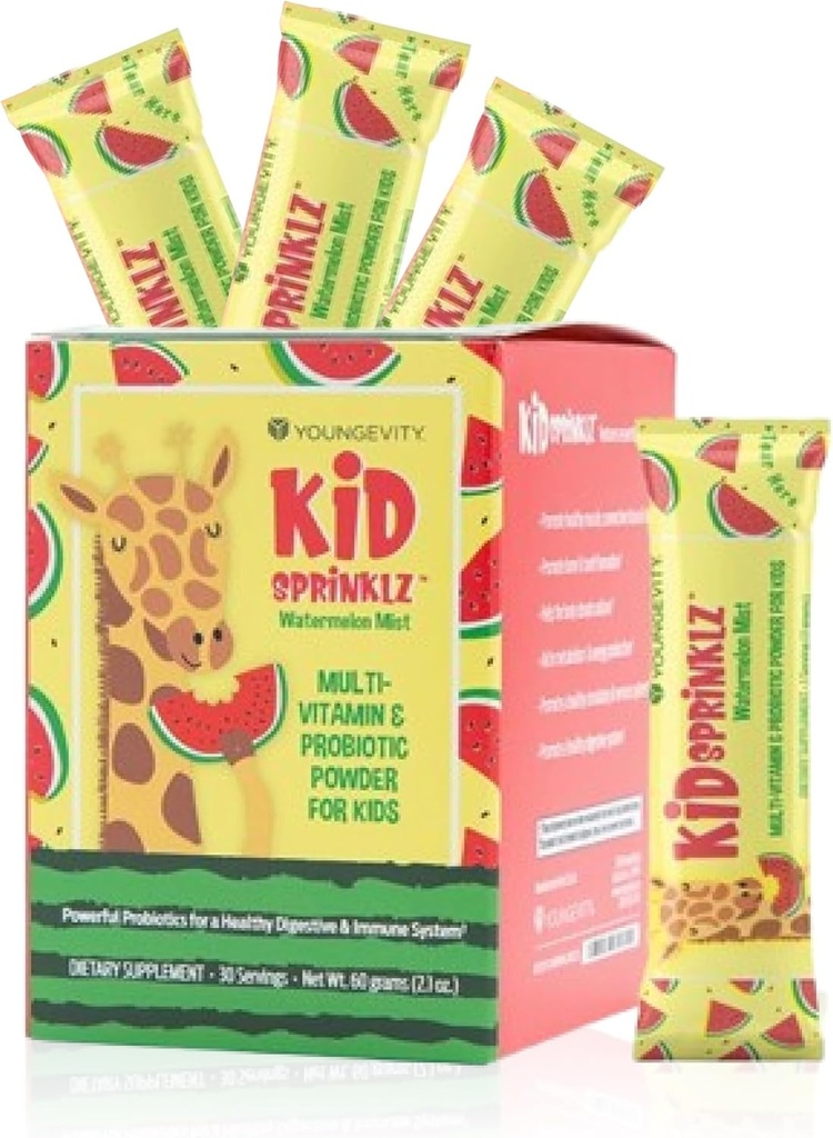 Youngevity Kidsprinklz Watermelon Mist Multivitamina Powder - Niños Multivitamínicos &amp; Toddler Multivitamina - Vitaminas, Minerales, &amp; Probióticos - 30 Servimientos