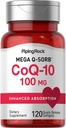 Piping Rock CoQ10 100mg ← 120 Softgels Silencio con Black Pepper Extract ← No GMO, Gluten Free Supplement
