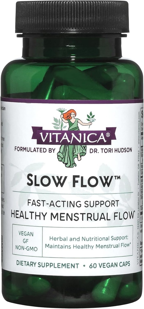 Vitanica Slow Flow, Menstrual Flow Support, Vegan, 60 cápsulas