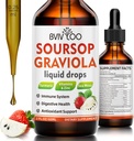 Soursop Graviola Liquid Drops for Cell Support &amp; Regeneration, Immune Boost, Relax, Liver and Sleep, Soursop Bitters Liquid, Sugar/Gluten Free, Natural Strawberries Flavor - 2 Fl Oz (60ml) Botella