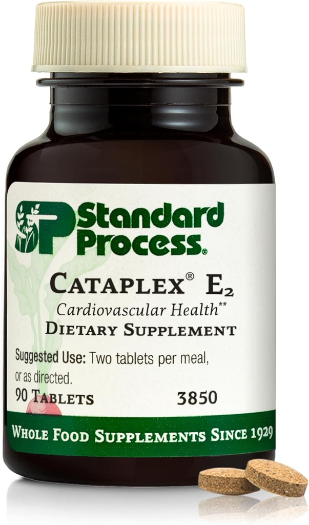 Proceso estándar Cataplex E2 - Suplemento de vitamina E " Selenio para la salud cardiovascular " celular - Apoyo antioxidante para la salud cardíaca - No-Dairy " No-Soy - 90 Tabletas