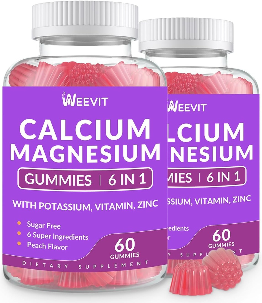 Azúcar Gummies de calcio gratis w/Vitamin D3 K2, Calcio Magnesio Zinc Gummies for Bone, Muscle & Immune, Algae CA Magnesium 2:1 Ratio Suplemento de calcio para hombres y mujeres - Vegan