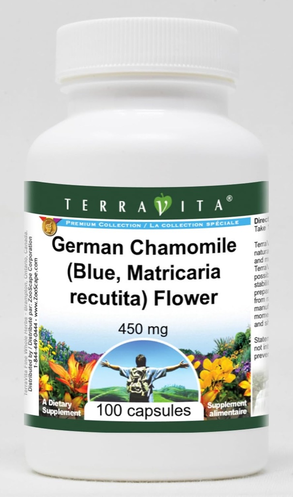 Chamomile alemán (Blue, Matricaria recutita) Flor - 450 mg (100 cápsulas, ZIN: 516213) - 3 Pack