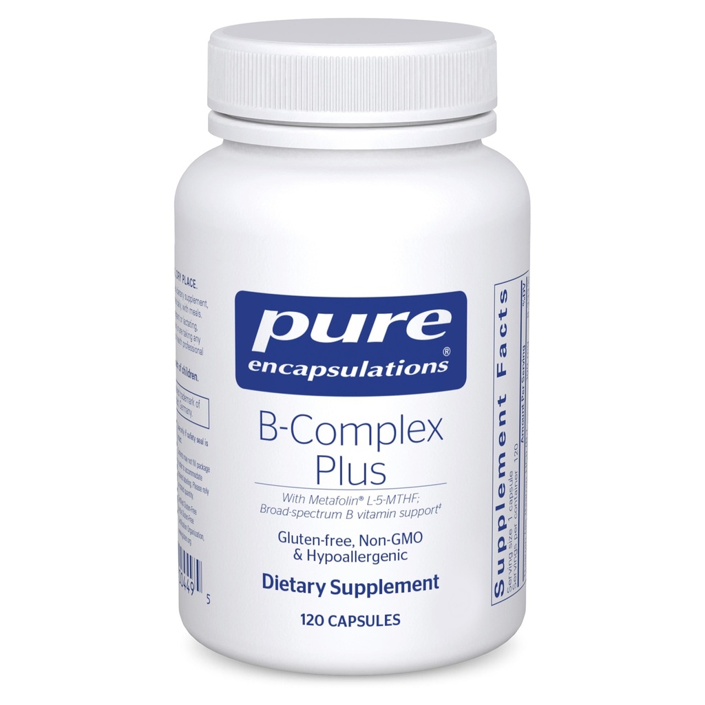Pure Encapsulations B-Complex Plus - B Vitaminas Suplemento de Apoyo a la Salud Neurológica, Salud Cardiovascular, Niveles de Energía & Nervous System Support* - con Vitamina B12 &amp; Más - 120 Capsules