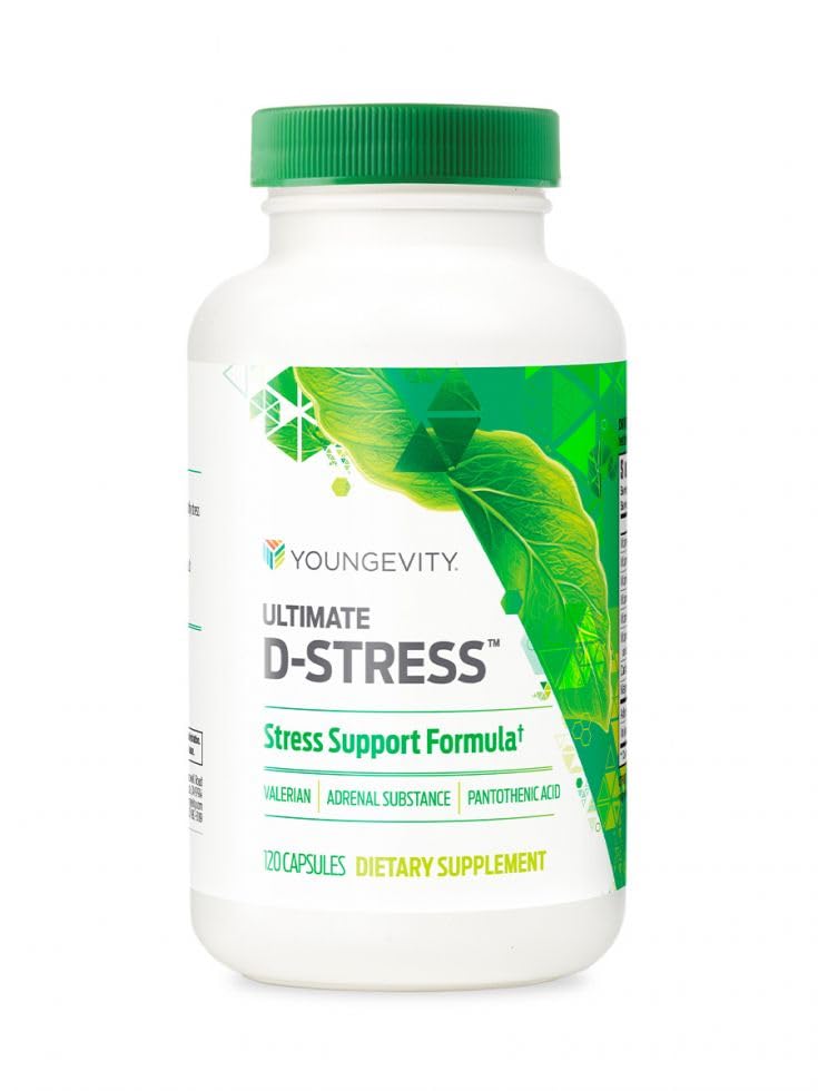 Youngevity Ultimate D-StressTM – Natural Stress Relief Supplement with Magnesium, Valerian Root Extract, and B Vitamins – Supports Adrenal Health and Nervous System – 120 Capsules (Pack of 1)