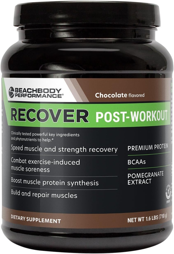BODi Recover Whey Protein Powder Blend – Post-Workout Chocolate Whey Suplemento para la recuperación del músculo con 20g Proteína, BCAAs, Extracto de granada - Recuperación rápida - 20 Tub de servicio