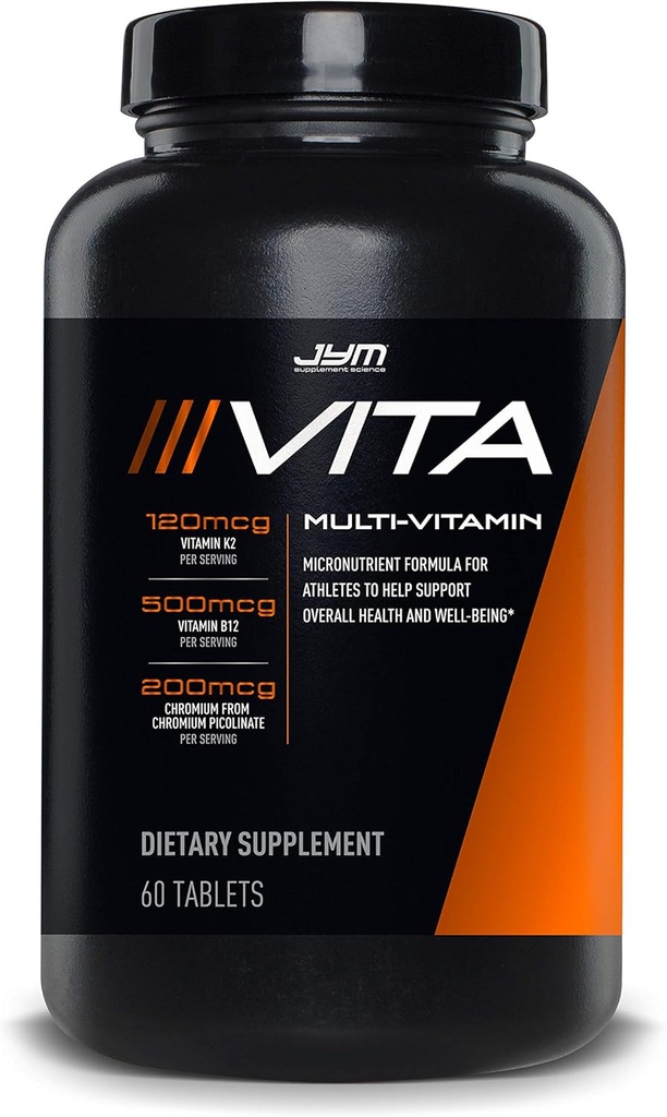 JYM Supplement Science Vita JYM Sports Multivitamin & Mineral Support, Vitamin A, C, B6, B12, E, K, Boron, Biotin, Potassium 60 Tablets