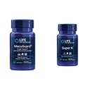 Extensión de la vida Macuguard Eye Health Suplemento con Lutein, Meso-Zeaxanthin, Saffron &amp; Astaxanthin - 60 Conde y Super K Vitamina K1 K2 MK-7 MK-4 Vitamina C - 90 Softgels