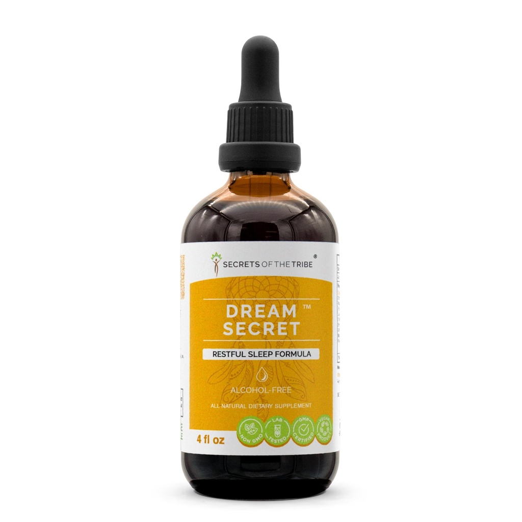 Secretos de la tribu - Secreto del sueño, Fórmula del sueño respetuoso, Suplemento de hierbas gotas extracto líquido libre de alcohol (4 fl oz)