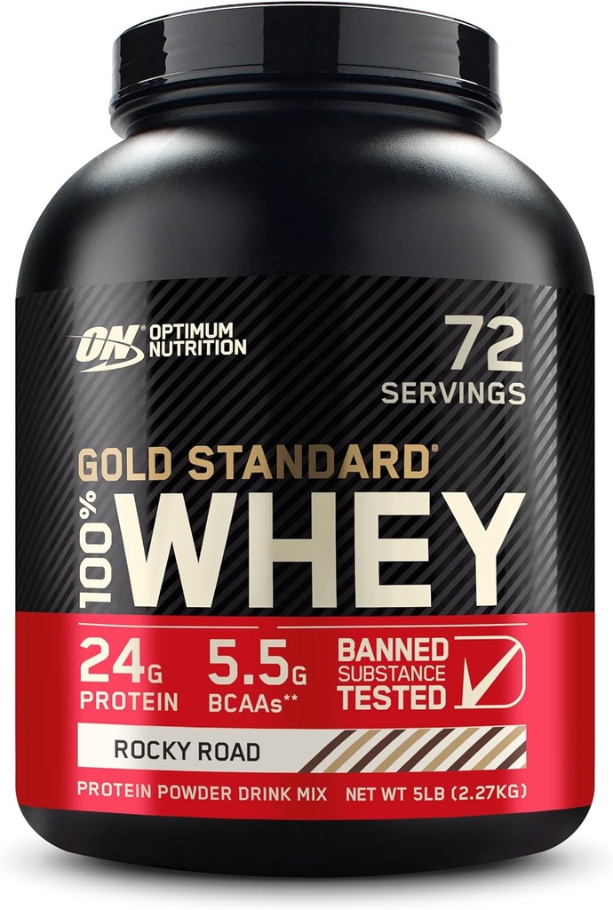 Optimum Nutrition Gold Standard 100% Whey Protein Powder, Rocky Road, 5 libras (Packaging May Vary)
