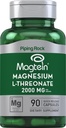 Piping Rock Magnesium L-Threonate Capsules | 2000mg | 90 Pills | with Magtein | Supplement for Men and Women | Non-GMO, Gluten Free