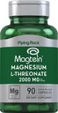 Piping Rock Magnesium L-Threonate Capsules Ø 2000mg TENIDO 90 Píldoras Silencio con Magtein Silencioso Suplemento para Hombres y Mujeres ANTE NO GMO, Gluten Free