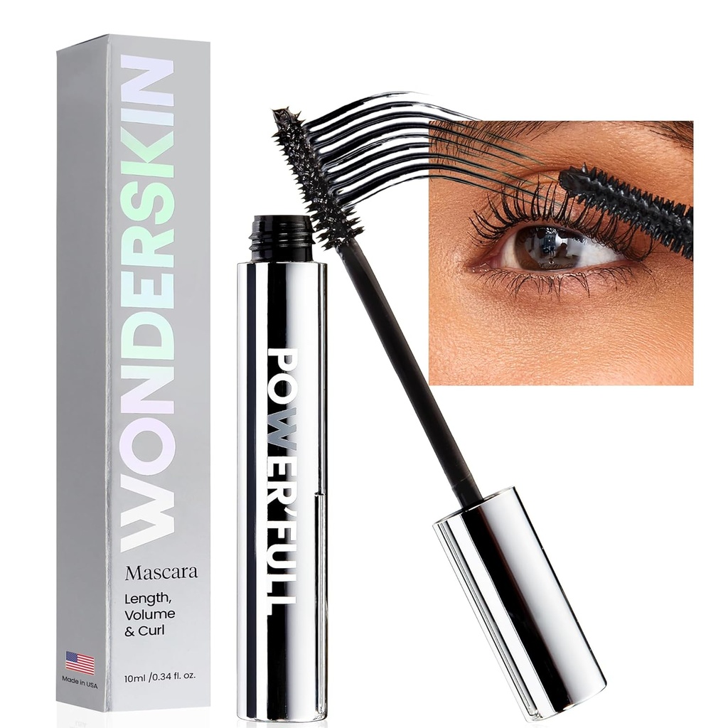 Wonderskin Mascara - Mascara Negro para Volumen, Duración y Curl - Longitud, Volumizing &amp; Smudge Proof Lash maquillaje