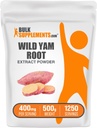 BulkSupplements.com Extract Powder Wild Yam - de Root, Suplemento Herbal, Suplemento Wild Yam - Gluten Free, 400mg por Serving, 500g (1.1 lbs) (Pack of 1)