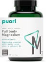Suplemento Complejo de Magnesio Puori - Alta Absorción Magnesium Taurinate & Gluconate, Zinc, Vitamina B6 &amp; Malic Acid for Sleep Support, Immune & Bone Health & Muscle Recovery - 120 Vegan Capsules