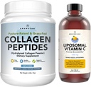AMANDEAN Premium Liposomal Vitamina C & Bovine Collagen Peptides Bundle. Antioxidante poderoso. Liquid Quali-C. Grass-Fed Collagen. Soporte Hidrolyzed Tipo 1 &amp; 3. Esquí saludable, cabello &amp; uñas