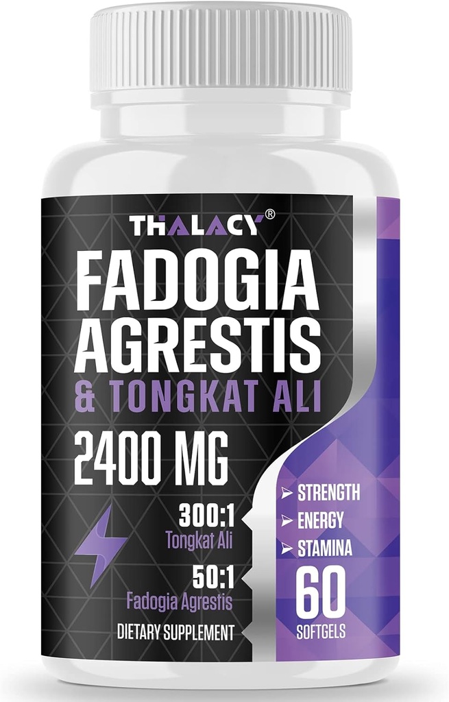 2400mg Fadogia Agrestis Tongkat Ali Suplemento - Fadogia Agrestis 1400mg > Tongkat Ali 1000mg Ultra Blend, máxima fuerza, masa muscular & rendimiento deportivo, 60 Softgels