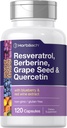 Horbäach Resveratrol Berberine Grape Seed " Quercetin ← Blueberry & Red Wine Extract  120 Capsules ← Non-GMO, Gluten Free " Vegetarian Supplement