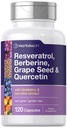 Horbäach Resveratrol Berberine Grape Seed " Quercetin ← Blueberry & Red Wine Extract  120 Capsules ← Non-GMO, Gluten Free " Vegetarian Supplement