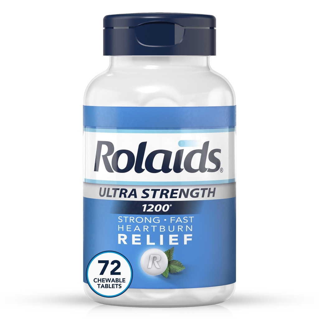 Rolaids Ultra Strength Antacid Chewable Tablets, Mint, 72-Count