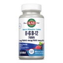 KAL Vitamina B-6, B-12 &amp; Folic Acid Supplement, Heart Health, Energy & Red Blood Cell Support*, con Vitamina B12 Methylcobalamin & Folate, Natural Berry Flavor, 60 Servings, 60 ActivMelt Micro Tablets