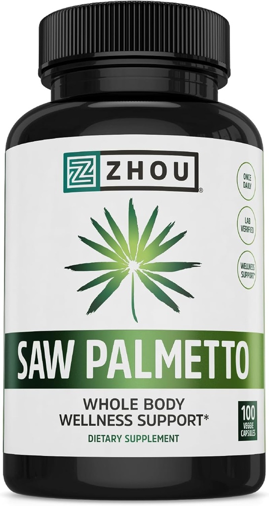 Zhou Saw Palmetto Suplemento para Hombres - Complejo Premium, Fórmula Avanzada, Extra Strength 450mg Saw Palmetto Berry Per Capsule - 100 cápsulas vegetarianas