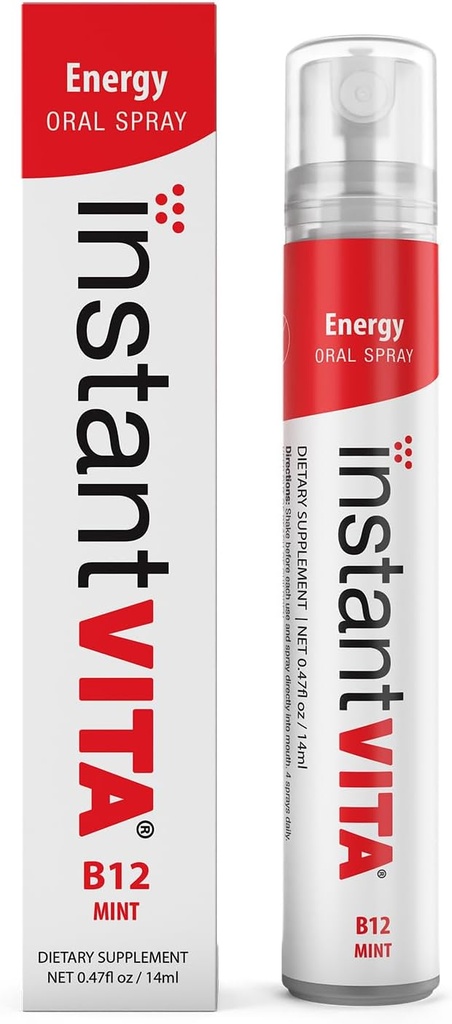 Suplemento de energía instantánea – Vitamina B12 1000 mcg Oral Spray para la absorción más rápida, 1-Mes de suministro, Mint Flavor, 0.47 Fl Oz