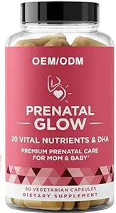 Prenatal Glow Vital Nutrients " DHA - Premium Prenatal Care for Mom " Baby- Prenatal for Women to Support Fetal Development, A More Pleasant Pregnancy 1 Month Supplies 60 Capsules
