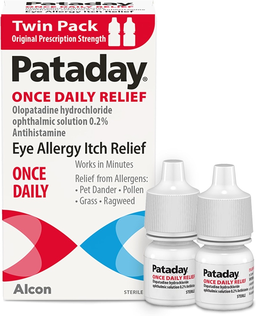 Pataday Una vez Alivio diario Alergía Ojo gotas por Alcon, para Alergía Ojo Alivio Itch, 2,5 ml (Pack de 2)