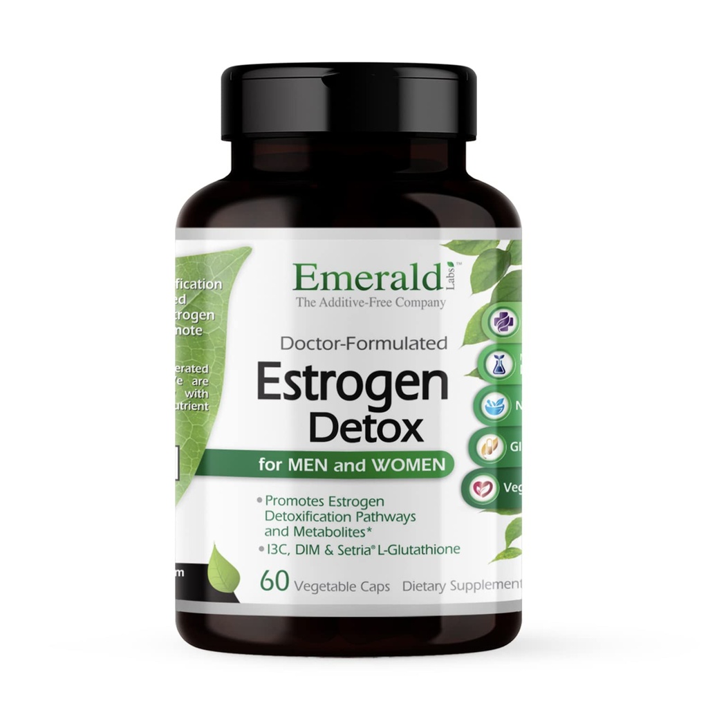 EMERALD LABS Estrogen Detox - Apoya el equilibrio hormonal para hombres y mujeres* - Incluye I3C, DIM " Setria L-Glutathione - Vegan, Gluten-Free - 60 cápsulas vegetales (30-Day Supply)