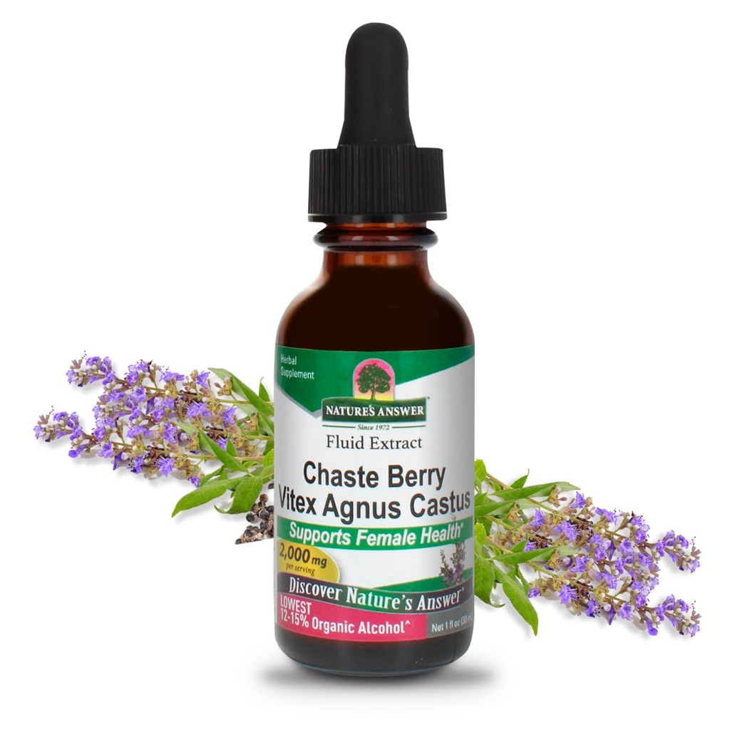 Soporta el equilibrio hormonal femenino, hecho de 2000 mg hierba pura por 2 ml de porción y certificado de alcohol orgánico bajo, sin gluten, no GMO, certificado Kosher, Vegan