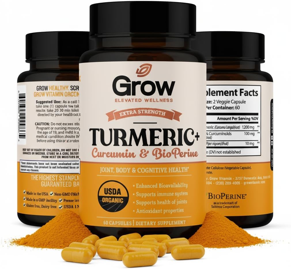 Crecimiento de la vitamina Curcumin+ Ultra: Orgánica de alta potencia Licuada máxima Fórmula Turmérica de Fuerza con 95% de Curcuminoides Silencio USDA Certified ← 30-Day Supply