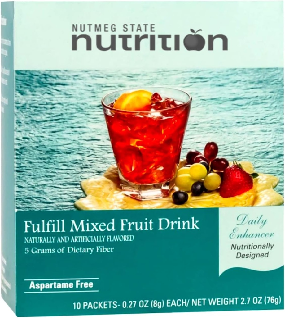 Nutmeg State Nutrition – Fulfill High Fiber Drink Mix, Low Calorie, Fat Free, Sugar Free, Naturally Flavored, Ideal Protein Compatible, Aspartame Gratis, 10 Servings Por Box (Mixed Fruit)