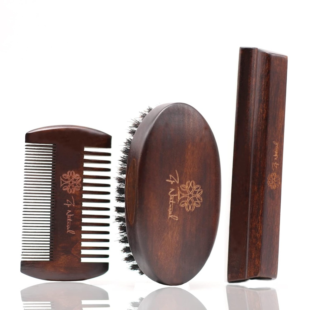 Beard Grooming Kit for Hombre - European Vintage Style w/Beard Comb, Beard Brush, Beard Bar - Focusing On Men's Beard Care, Mastering The Beards Of Men All Over the World