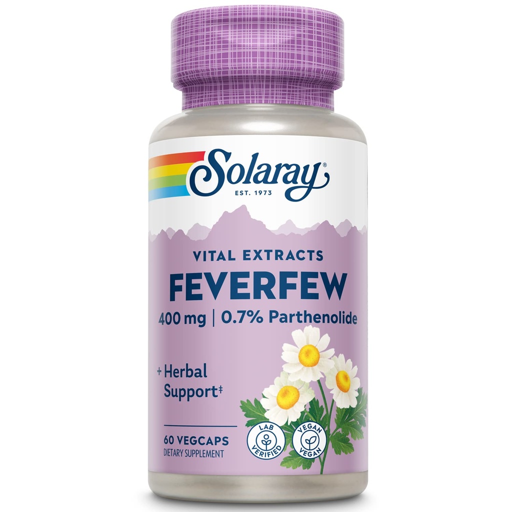 SOLARAY Feverfew Extract 400 mg ← Círculos saludables &amp; vasos sanguíneos, Head Comfort Support ← Non-GMO TEN 60 VegCaps