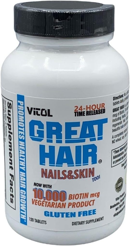 Vitol Great Hair Time Liberado 10.000 mcg Biotin, 120 Tablets