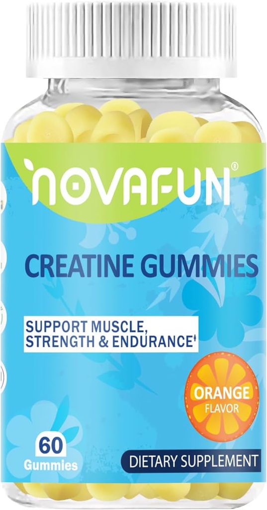 Suplementos de crema, 1500mg Monohidrato de crema para la fuerza muscular, resistencia, rendimiento de entrenamiento, libre de gluten, sabor a naranja, 60 cuenta