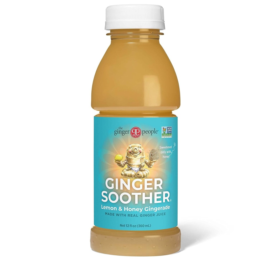 Ginger Soother Lemon &amp; Honey Gingerade – Digestive Support, Sweetened only with Honey, Real Ingredients, Enjoy Hot or Cold - 12 Fl Oz Bottle (Pack of 24)