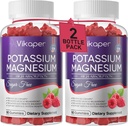 Potasio Magnesio Gummies 500 mg Magnesio Glycinate sin azúcar Suplemento con Magnesio L-Threonato,Vitamin D3,Campañas de pierna mejoradas,Muscle,Heart Health for Adults Raspberry Flavor 180 Conde