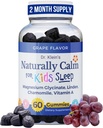 Las Gummies Naturalmente Calmas del Dr. Klein para Niños - con Magnesium Glycinate, Linden &amp; Vitamina A para calmar a los niños Edades 5+ - Vitaminas para ayudar a dormir - manzanillas de manzanilla - Chews Calma - Grape Sugar-Free 60ct