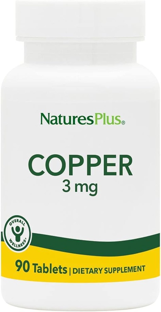 NaturesPlus Copper 3 mg - 90 Tablets - Supports Total Wellness - Gluten Free - 90 Servings