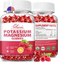 Potasio Magnesio Gummies Potasio Citrate 99mg Magnesio Citrate 250mg Magnesio Suplemento Complejo de Potasio, Apoyo Inmunitario, 60 Raspberry Gummies 2 Pack