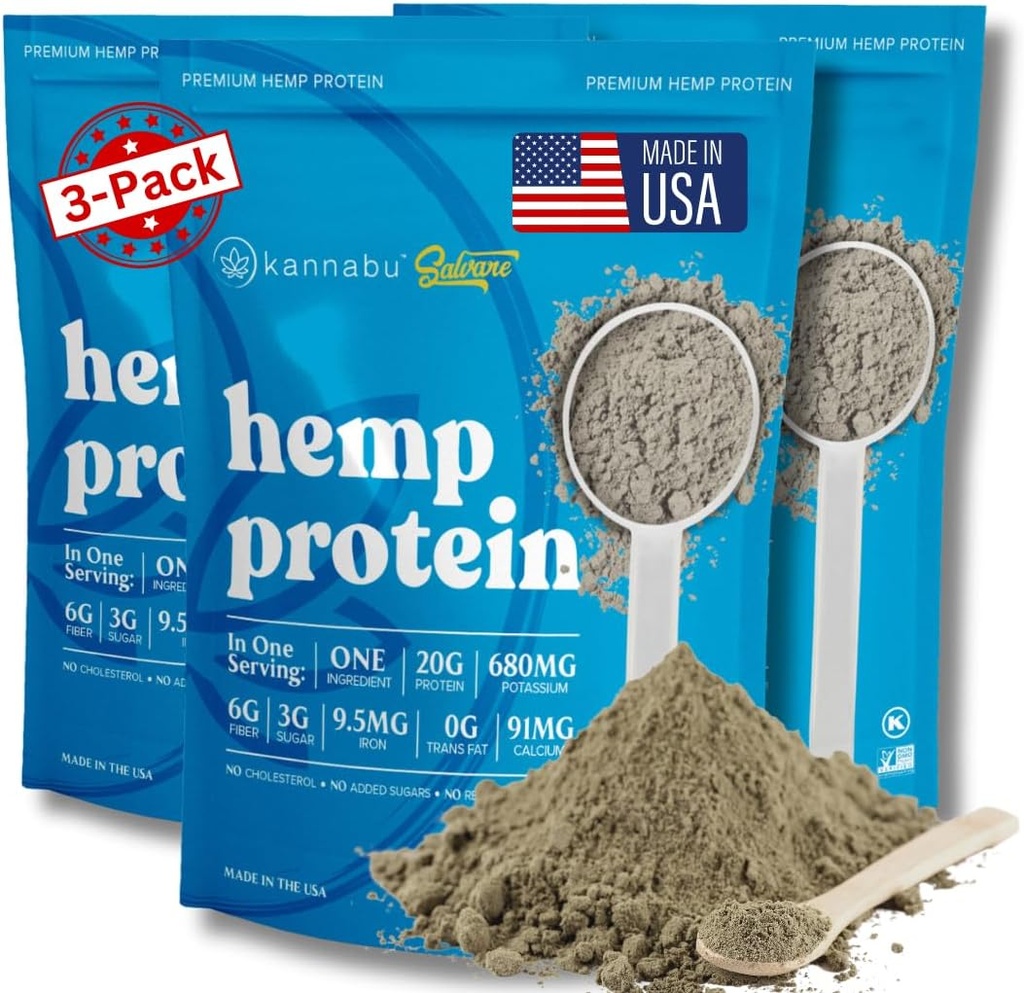 Hemp Protein Powder ← 20G Plant Protein Por Serving ← All Natural Fiber Iron Potassium Magnesium Omega 3 6 9 Silencio Hemp Seeds Superfood  Vegan Gluten Free Kosher Keto (14.8 oz - Pack of 3)