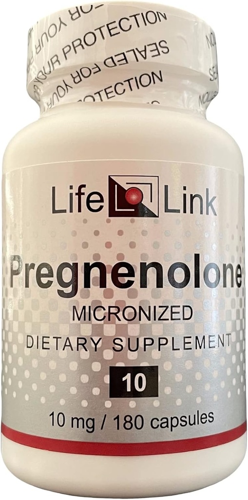 LifeLink Pregnenolone ← 10mg x 180 Capsules ← Apoyo al sistema inmunitario, Anti-Aging, Memory, Cognition ¦ Gluten Free &amp; Non-GMO ← Made in The USA