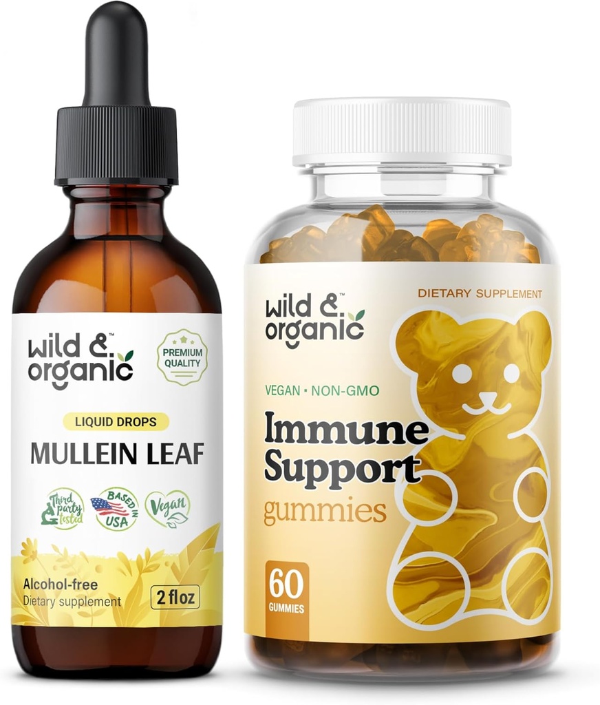 Wild & Organic Mullein Drops 2 oz &amp; Immune Support Gummies