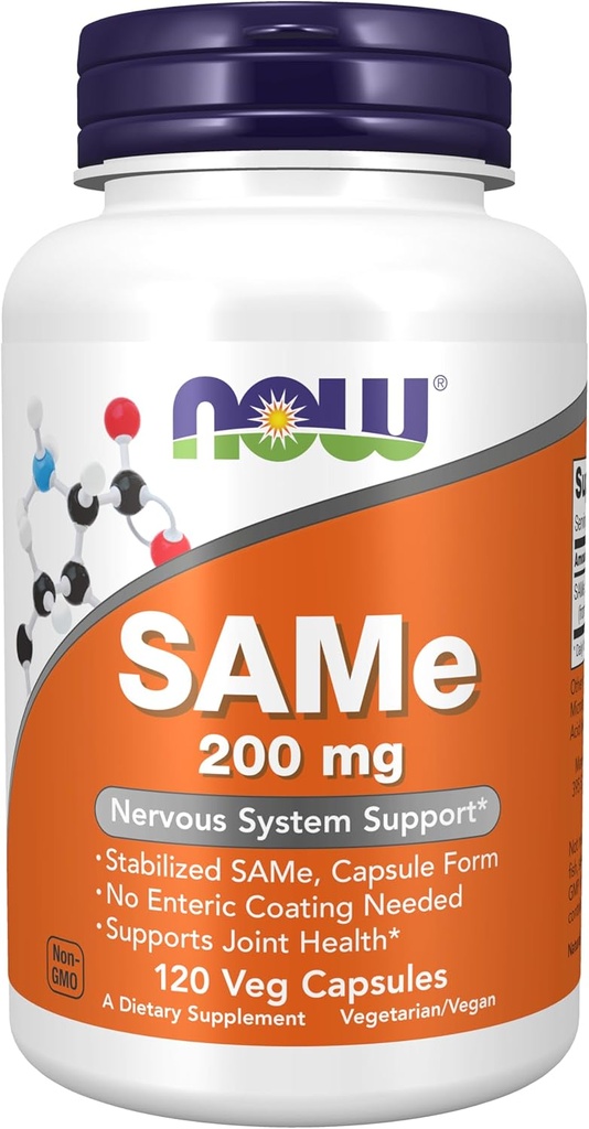 AHORA Suplementos de alimentos, SAMe (S-Adenosyl-L-Methionine)200 mg, Nervous System Support*, 120 Veg Capsules