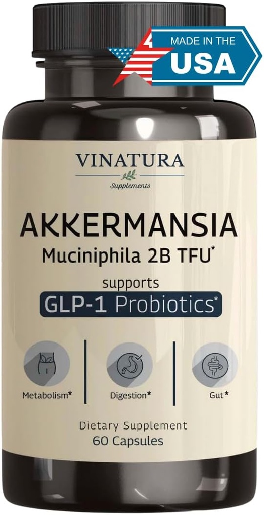 VINATURA Akkermansia Probiotic - Akkermansia Munciniphila Suplemento, GLP-1 Suplemento - 60 cápsulas