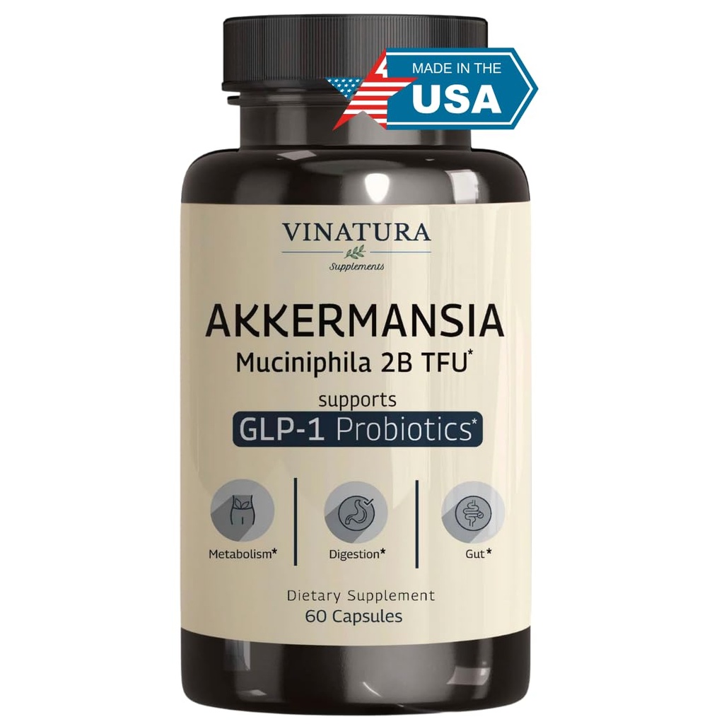 VINATURA Akkermansia Probiotic - Akkermansia Munciniphila Suplemento, GLP-1 Suplemento - 60 cápsulas