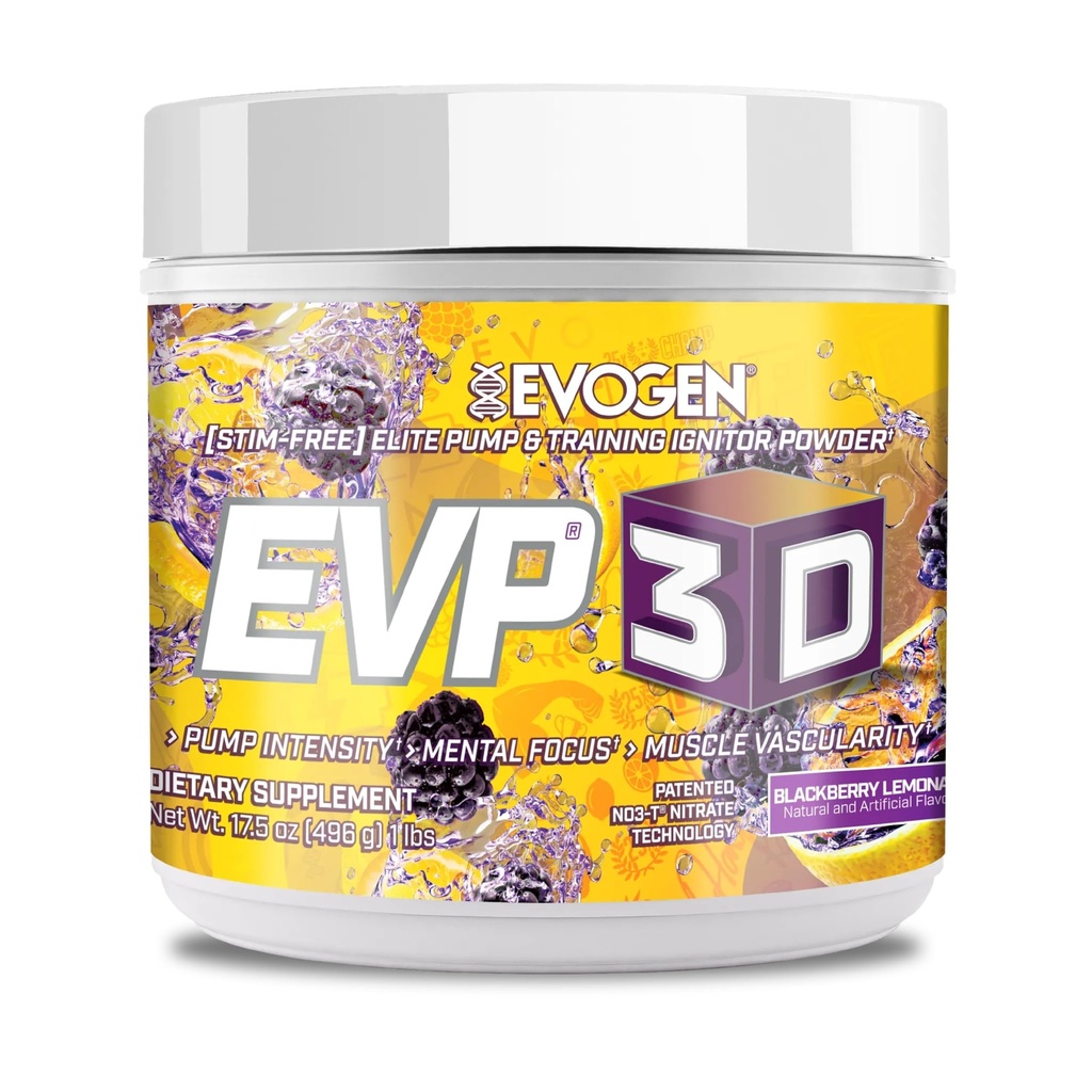 Evogen EVP-3D ← Extreme Pre-Workout Pump Ignitor, Arginine Nitrate, Citrulline, Beta-Alanine, Lions Mane ← BlackBerry Lemonade ← 40 Servings